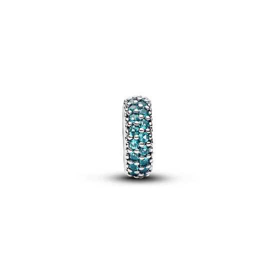 Distanziatore Pandora in argento con cristalli verde acqua MISURA UNICA