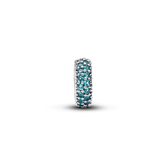 Distanziatore Pandora in argento con cristalli verde acqua MISURA UNICA