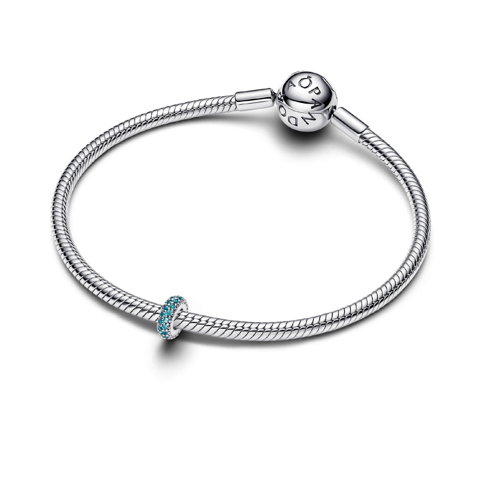 Distanziatore Pandora in argento con cristalli verde acqua MISURA UNICA