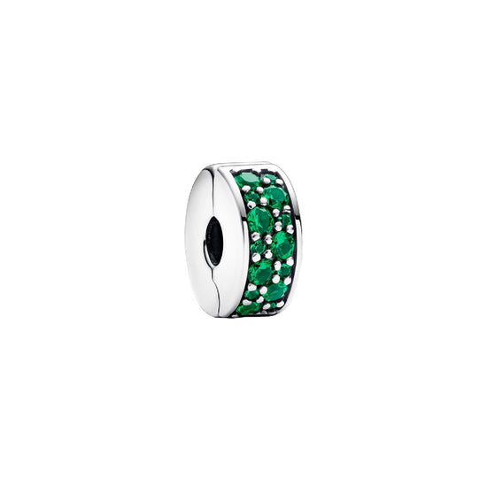 Clip Pandora in argento 925 con pavÃ¨ di cristalli verdi P.791817C01