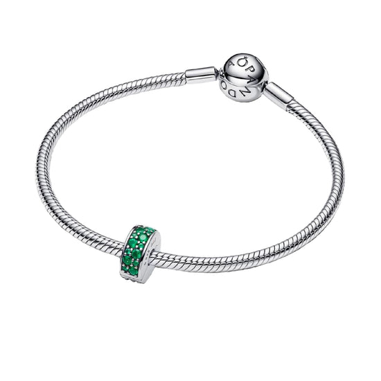 Clip Pandora in argento 925 con pavÃ¨ di cristalli verdi P.791817C01