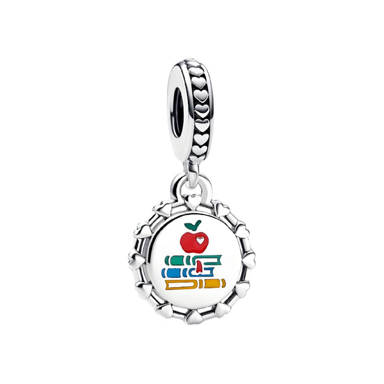 Charm Pandora in argento disco rotondo decorato per maestre MISURA UNICA