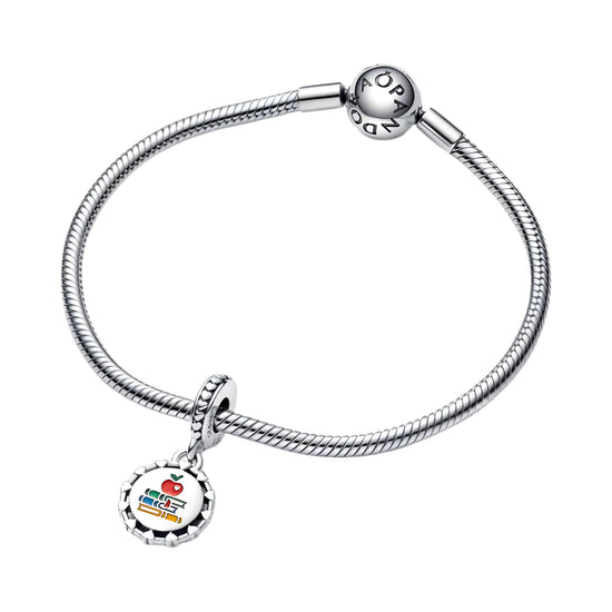 Charm Pandora in argento disco rotondo decorato per maestre MISURA UNICA
