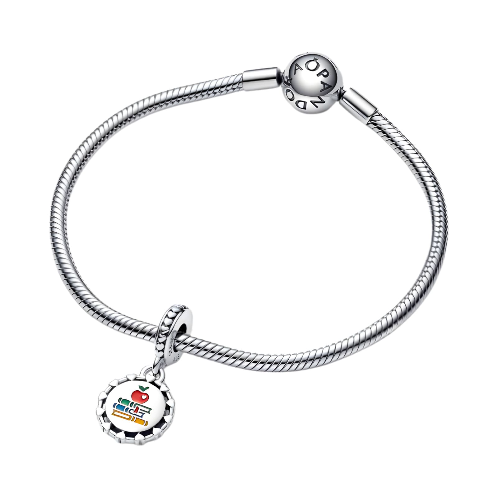 Charm Pandora in argento disco rotondo decorato per maestre MISURA UNICA