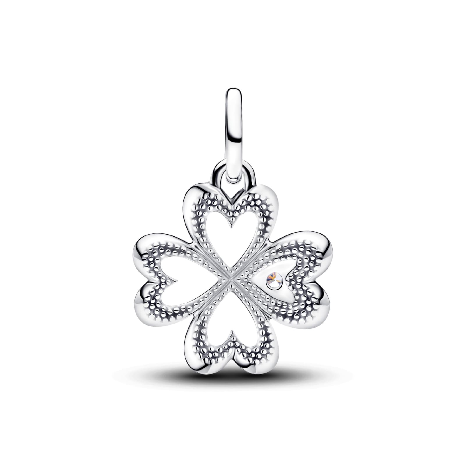 Charm Pandora in argento sterling con quadrifoglio e zircone MISURA UNICA