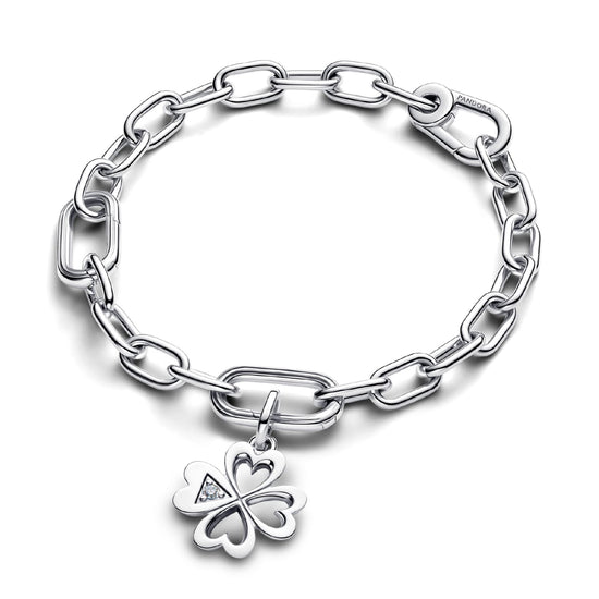 Charm Pandora in argento sterling con quadrifoglio e zircone MISURA UNICA