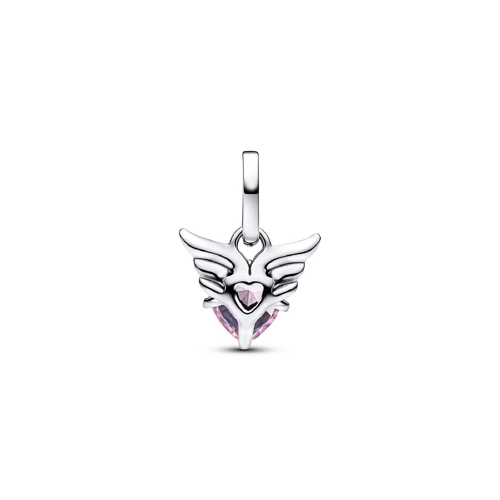 Charm Pandora Mini argento con pendente cuore rosa con ali MISURA UNICA
