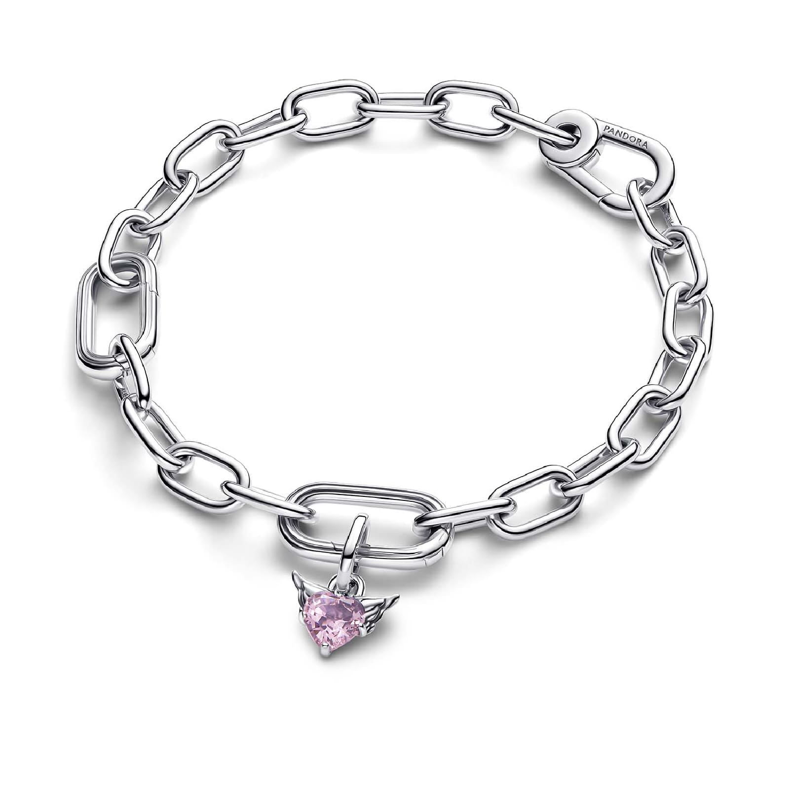 Charm Pandora Mini argento con pendente cuore rosa con ali MISURA UNICA