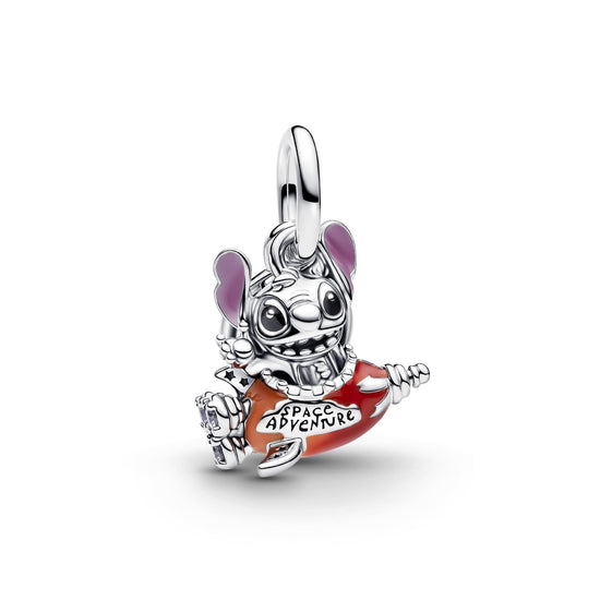 Charm Pandora Disney in argento Stitch con navicella spaziale MISURA UNICA