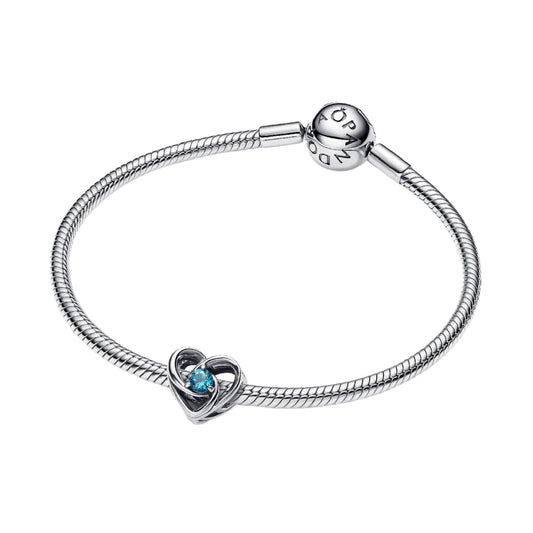 Charm Pandora Moments a forma di cuore cristallo azzurro MISURA UNICA
