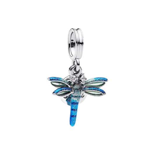 Charm Pandora Moments a forma di libellula smalto azzurro MISURA UNICA