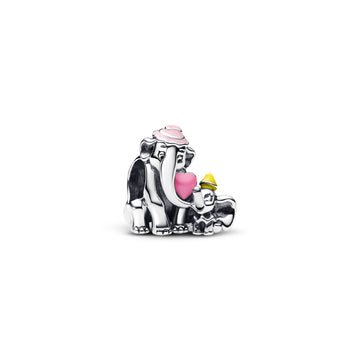 Charm donna Pandora in argento con Dumbo e la sua mamma MISURA UNICA