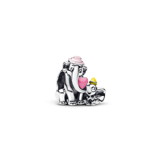 Charm donna Pandora in argento con Dumbo e la sua mamma MISURA UNICA