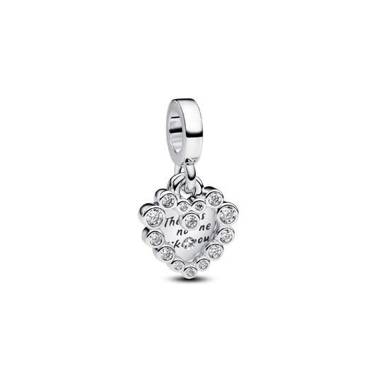 Charm Pandora in argento con due pendenti a forma di cuore MISURA UNICA