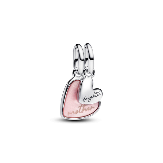 Charm Pandora divisibile in argento a cuore per mamma e figlia MISURA UNICA