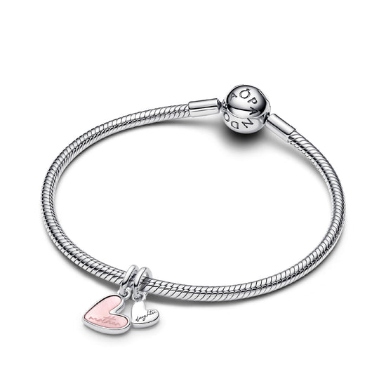 Charm Pandora divisibile in argento a cuore per mamma e figlia MISURA UNICA