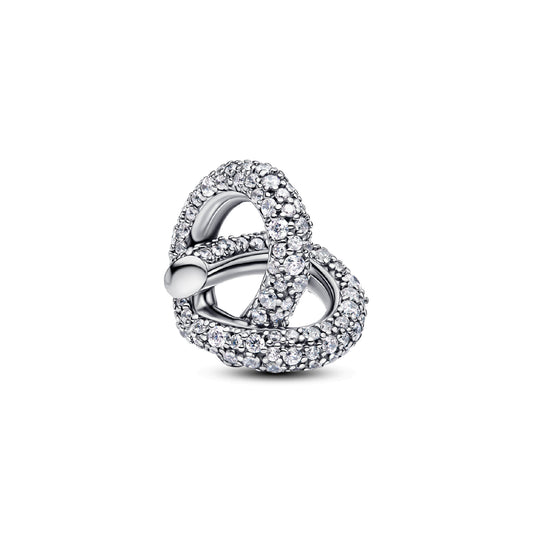 Charm da donna Pandora in argento Cuore Nodo Infinito e Pavè MISURA UNICA