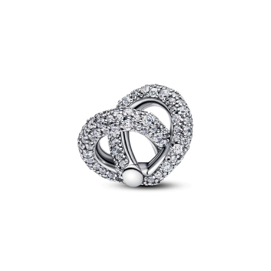 Charm da donna Pandora in argento Cuore Nodo Infinito e Pavè MISURA UNICA