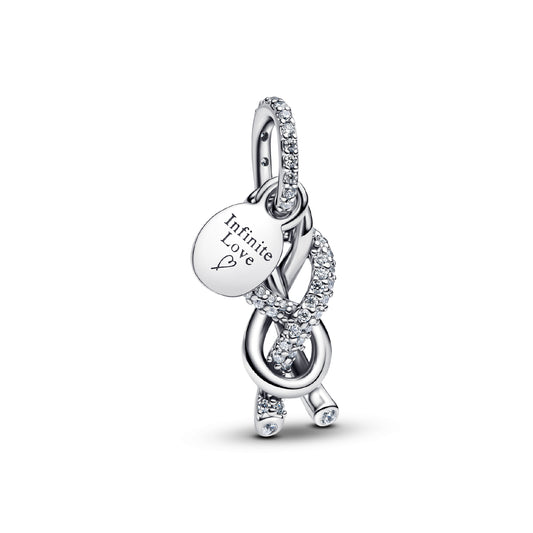 Charm donna Pandora in argento e zirconi a forma di nodo infinito MISURA UNICA