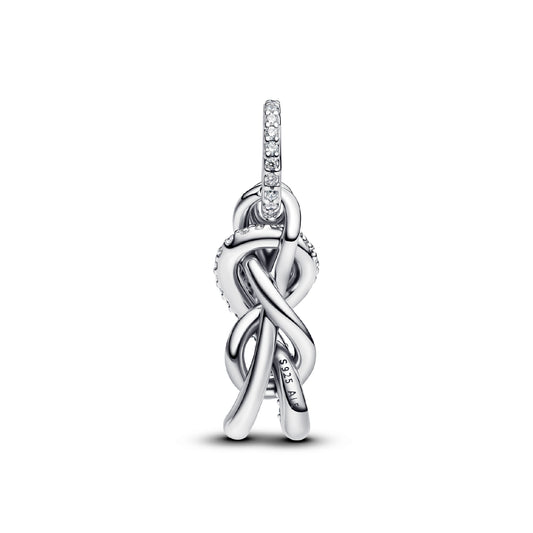Charm donna Pandora in argento e zirconi a forma di nodo infinito MISURA UNICA