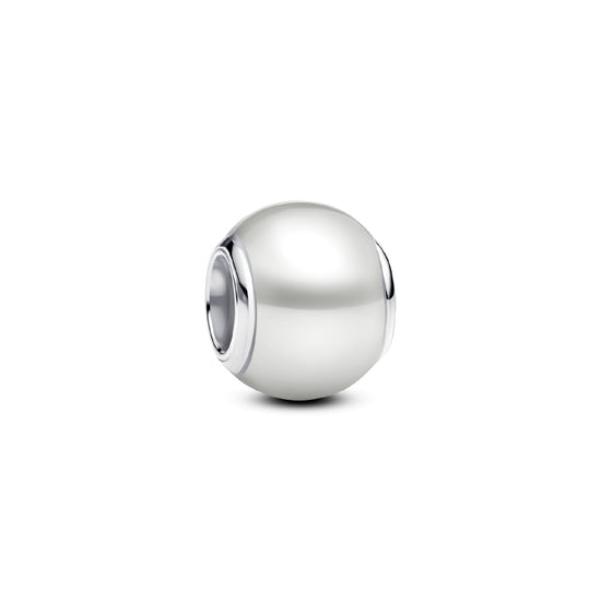 Charm donna Pandora in argento rodiato con perla artificiale MISURA UNICA