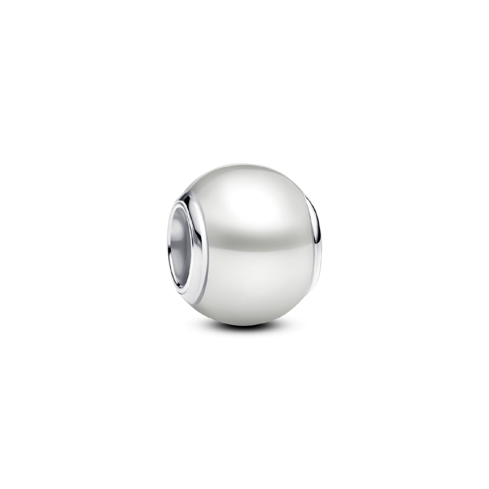 Charm donna Pandora in argento rodiato con perla artificiale MISURA UNICA