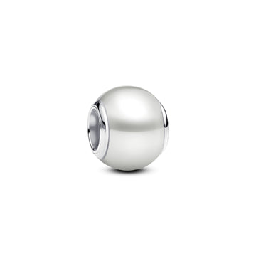 Charm donna Pandora in argento rodiato con perla artificiale MISURA UNICA