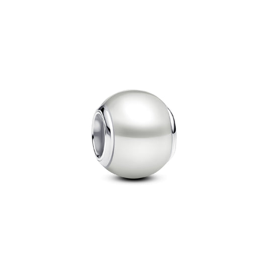 Charm donna Pandora in argento rodiato con perla artificiale MISURA UNICA