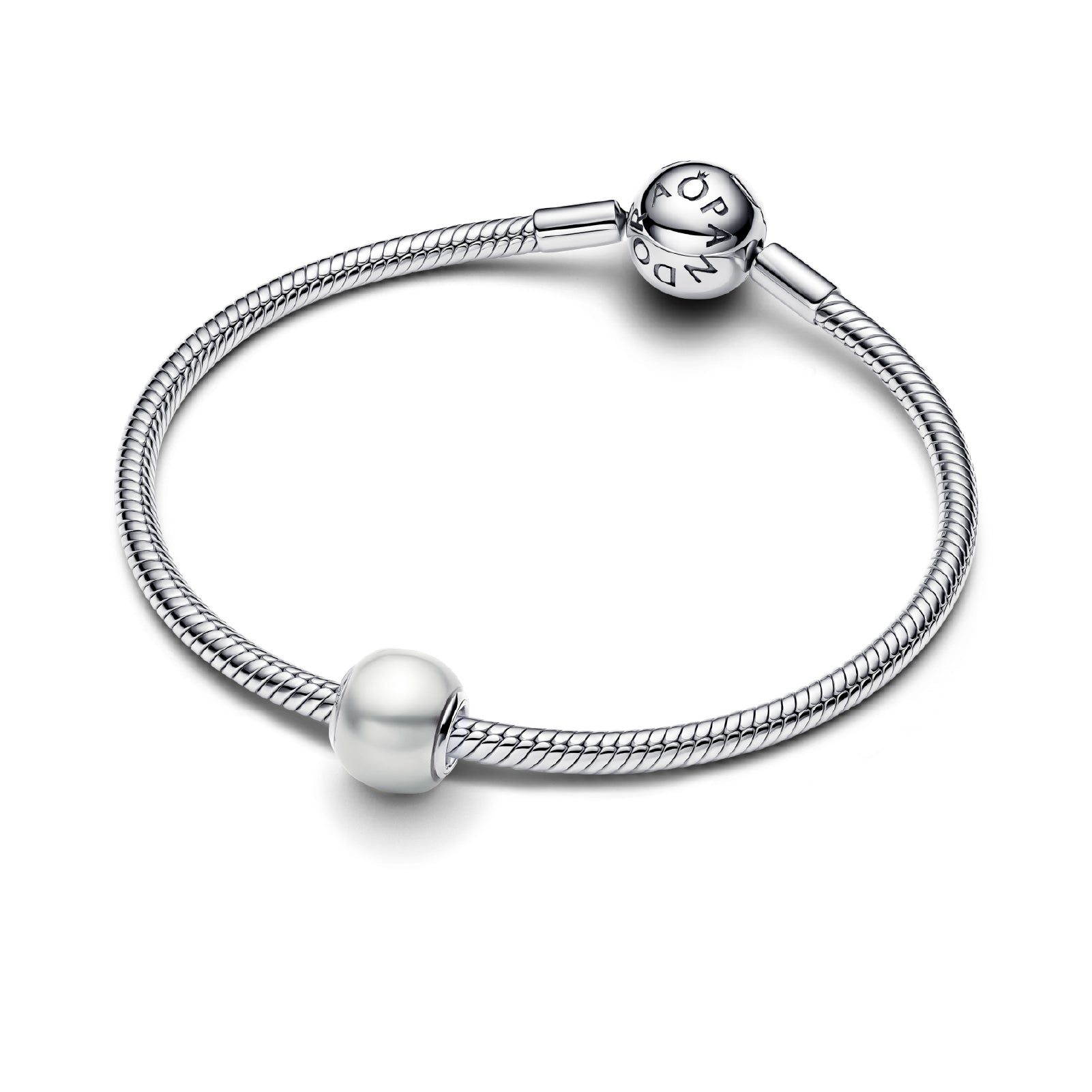 Charm donna Pandora in argento rodiato con perla artificiale MISURA UNICA