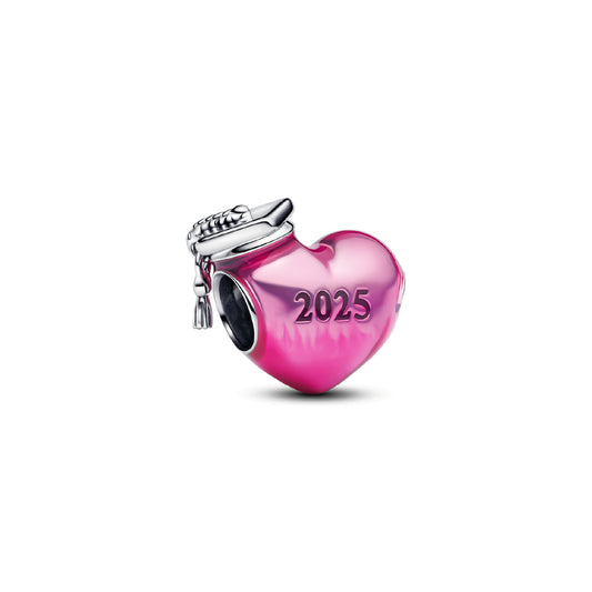Charm Pandora a forma di cuore fucsia dedicato alle lauree 2025 MISURA UNICA