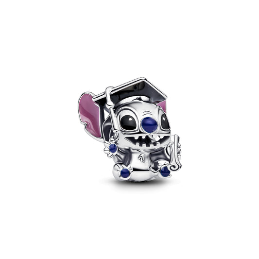 Charm Pandora in argento e smalto con Stitch versione laureato MISURA UNICA