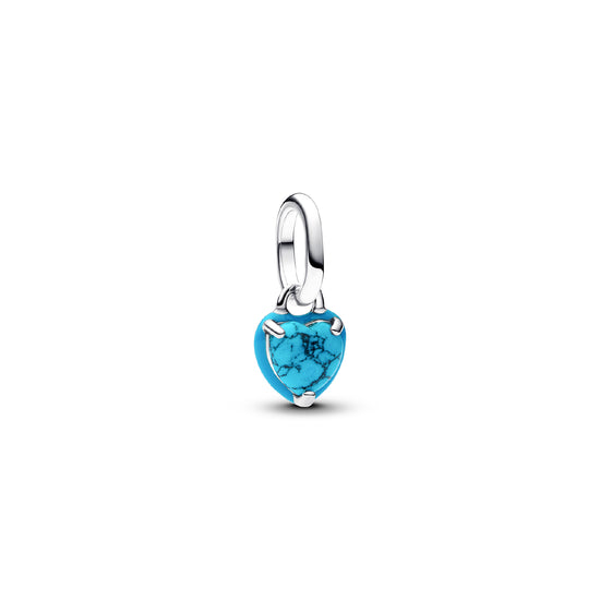 Charm mini Pandora argento smaltato con turchese a cuore MISURA UNICA