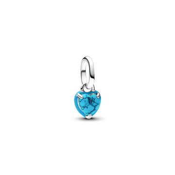 Charm mini Pandora argento smaltato con turchese a cuore MISURA UNICA