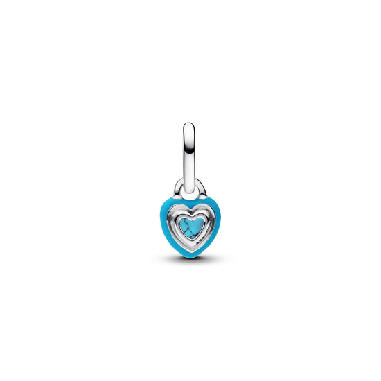 Charm mini Pandora argento smaltato con turchese a cuore MISURA UNICA