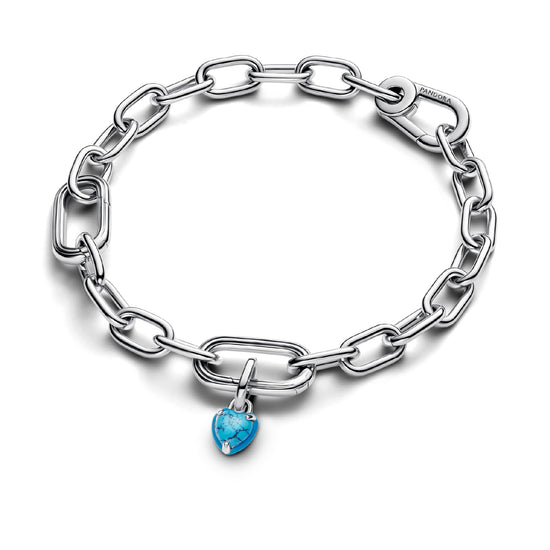 Charm mini Pandora argento smaltato con turchese a cuore MISURA UNICA