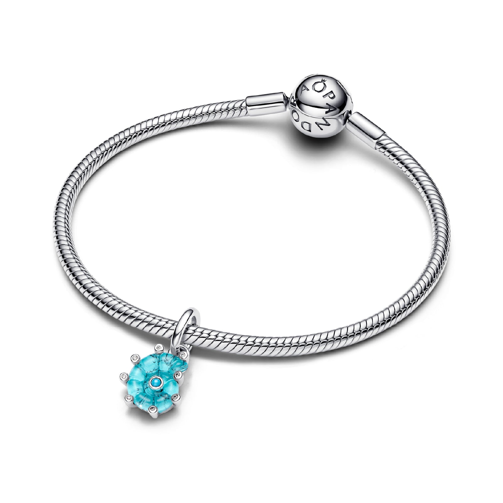Charm Pandora argento a conchiglia con zirconi e cristalli MISURA UNICA