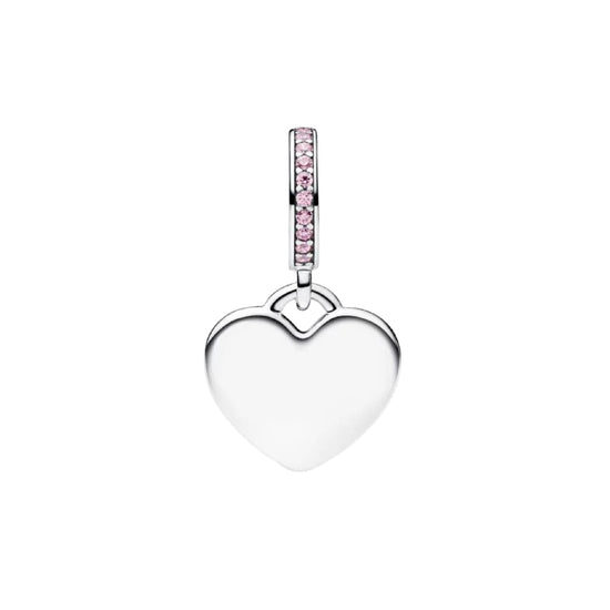 Charm Pandora pendente in argento cuore con zirconi rosa MISURA UNICA
