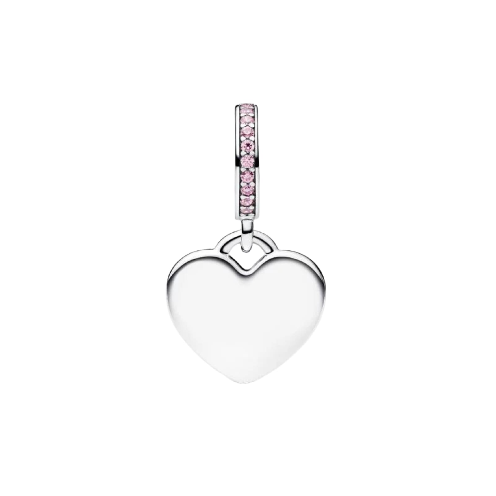 Charm Pandora pendente in argento cuore con zirconi rosa MISURA UNICA
