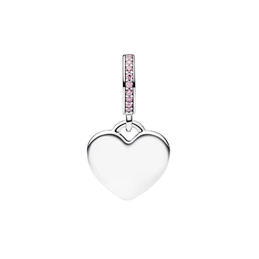 Charm Pandora pendente in argento cuore con zirconi rosa MISURA UNICA