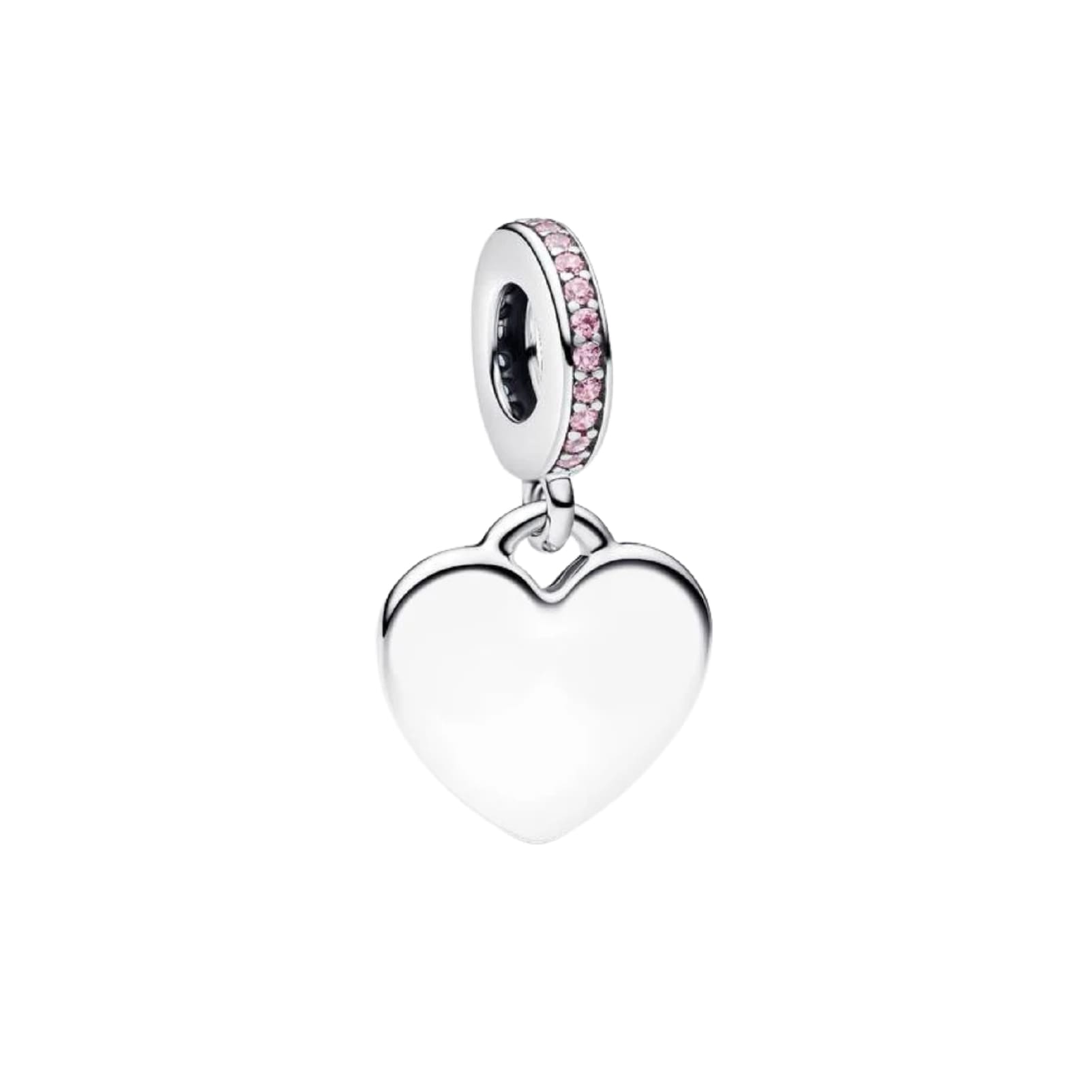 Charm Pandora pendente in argento cuore con zirconi rosa MISURA UNICA