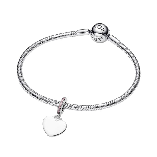 Charm Pandora pendente in argento cuore con zirconi rosa MISURA UNICA