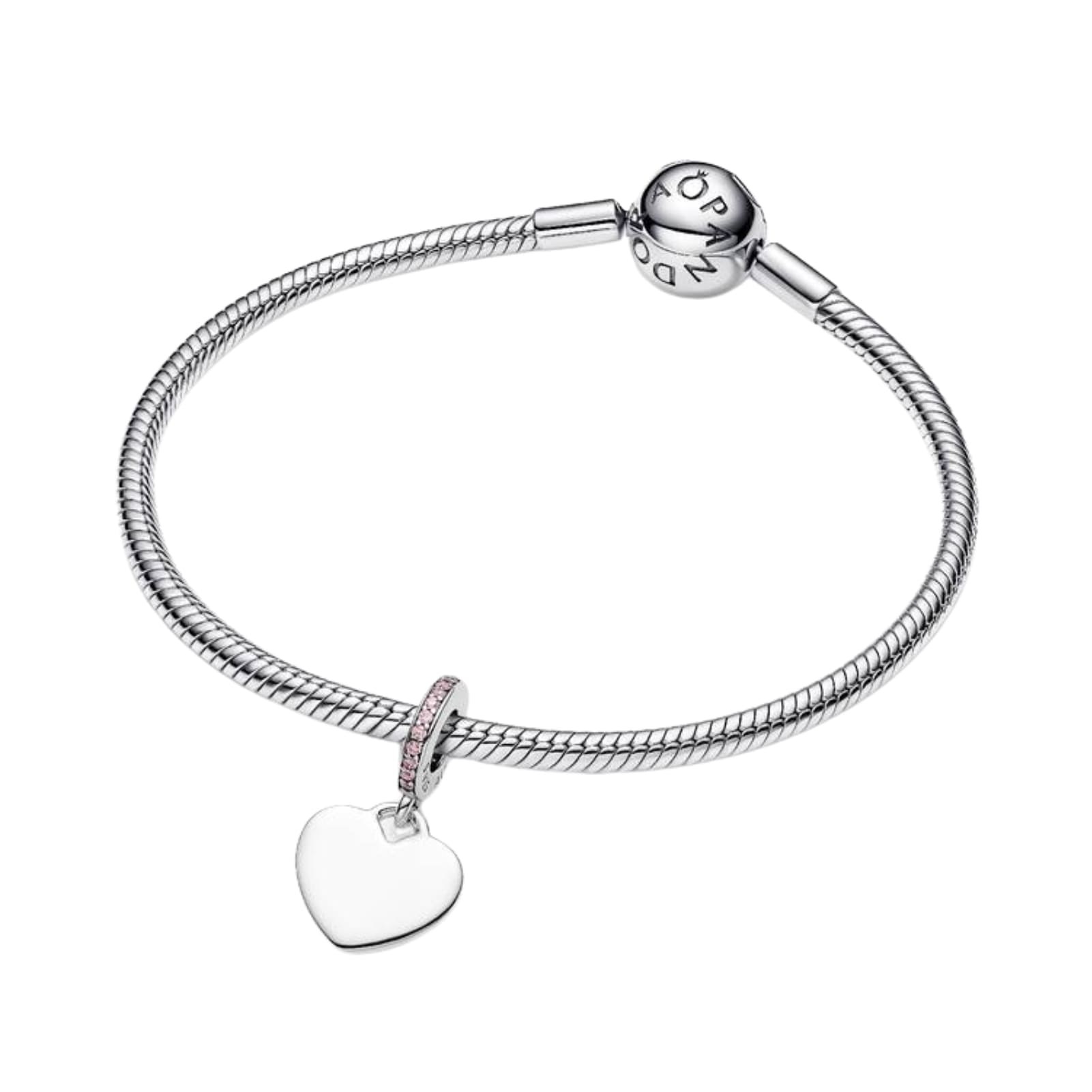 Charm Pandora pendente in argento cuore con zirconi rosa MISURA UNICA