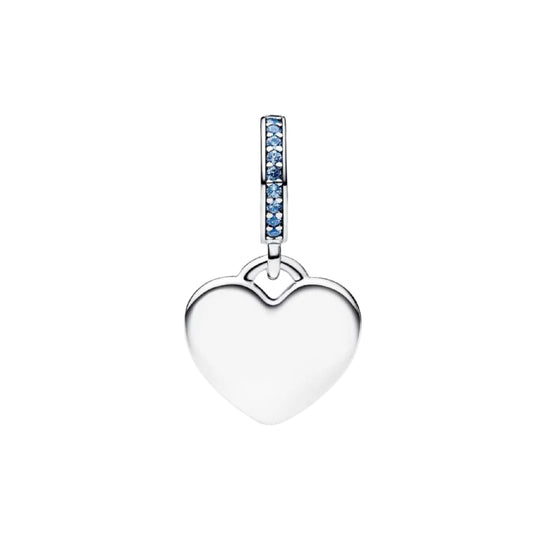 Charm Pandora pendente in argento cuore con zirconi blu MISURA UNICA