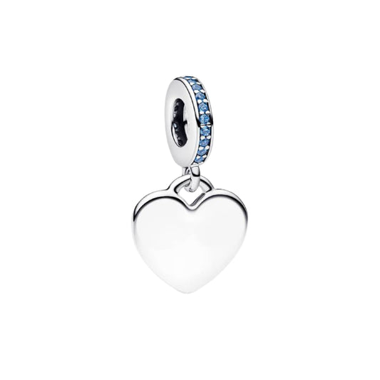 Charm Pandora pendente in argento cuore con zirconi blu MISURA UNICA