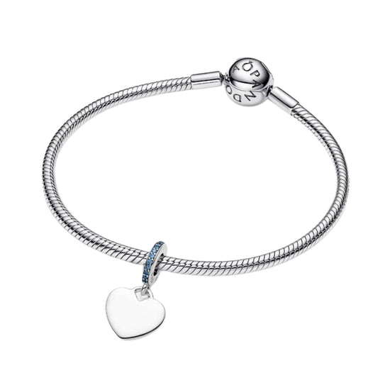 Charm Pandora pendente in argento cuore con zirconi blu MISURA UNICA