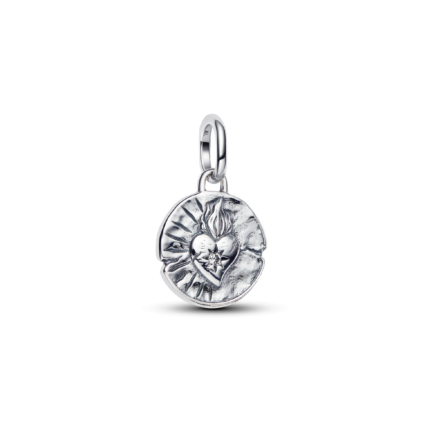 Charm Pandora medaglione cuore sacro in argento con zircone MISURA UNICA