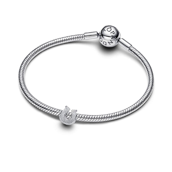 Mini Charm Pandora diamantato ferro di cavallo in argento MISURA UNICA