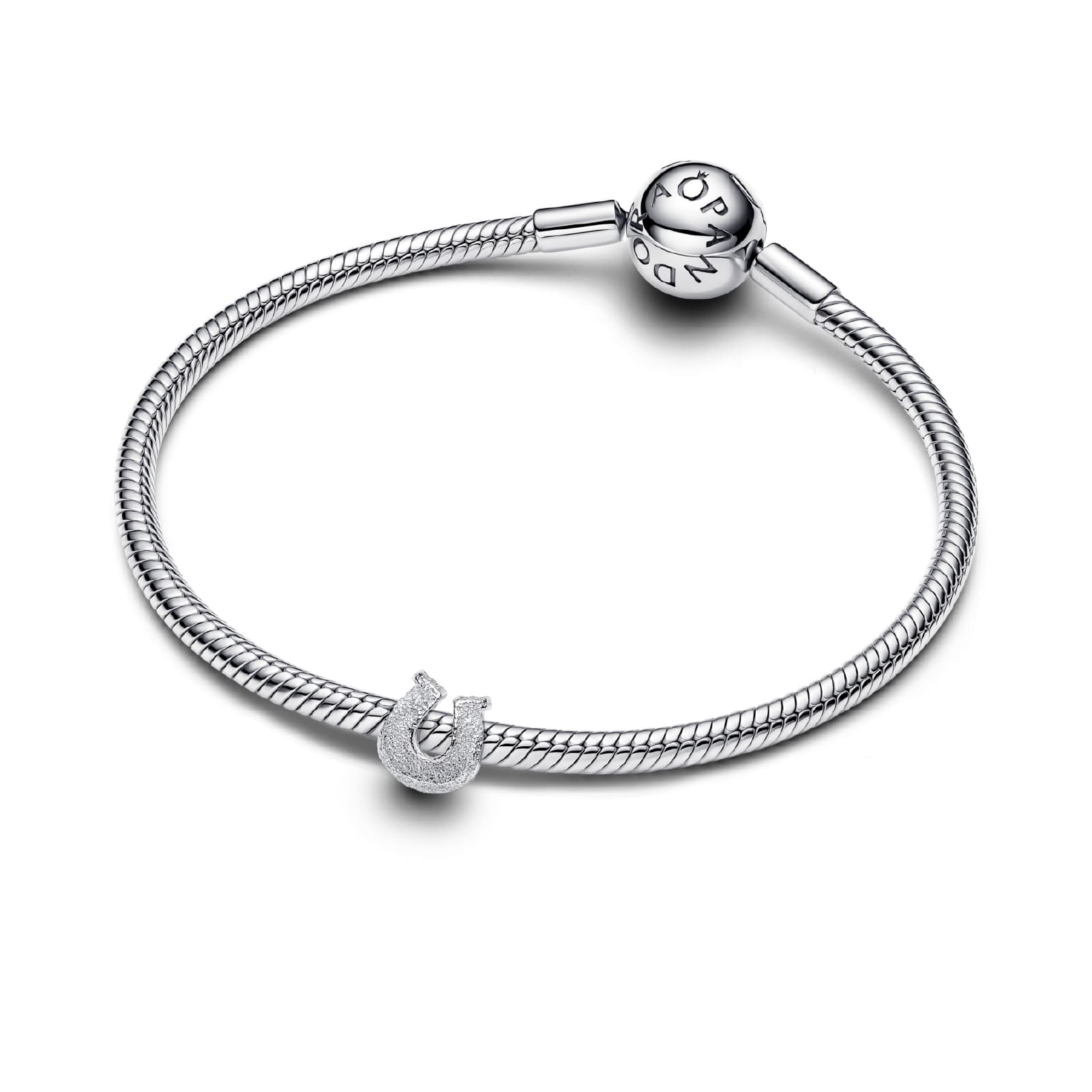 Mini Charm Pandora diamantato ferro di cavallo in argento MISURA UNICA