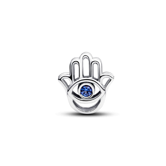 Charm Pandora in argento Mano di Fatima con cristallo blu MISURA UNICA