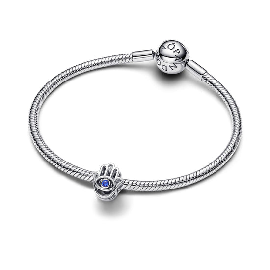 Charm Pandora in argento Mano di Fatima con cristallo blu MISURA UNICA